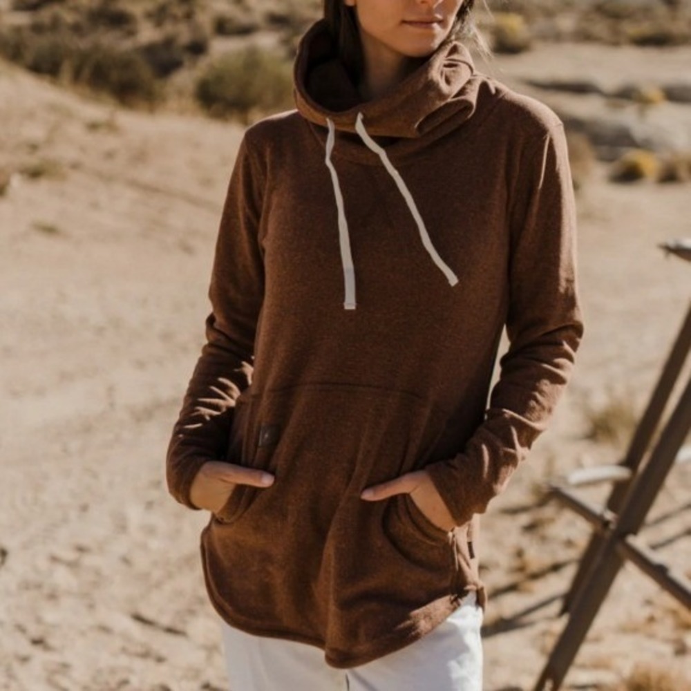 DESO TALLAC PULLOVER Long Sleeve FLEECE‎ Made in USA WOMEN Medium ROSEWOOD